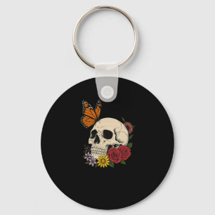 Llavero Calaveras Mariposa Monarca Flores Halloween Hombre