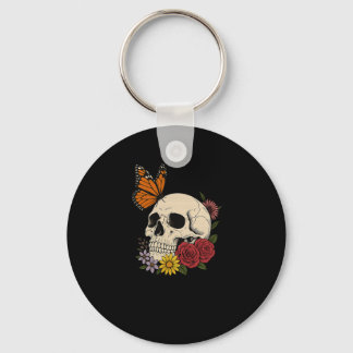 Llavero Calaveras Mariposa Monarca Flores Halloween Hombre