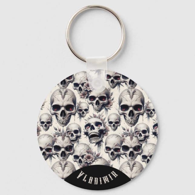 Llavero Calaveras monocromas (Anverso)