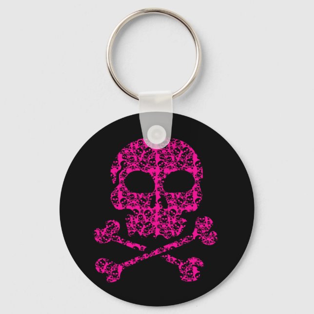 Llavero Calaveras rosadas y negras calientes para Hallowee (Anverso)