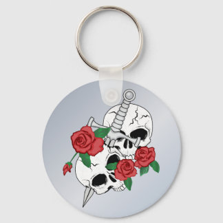 Llavero Calaveras, rosas y daga