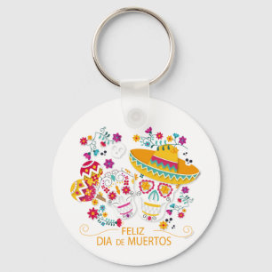 Llavero Calaveras y flores de azúcar fiesta