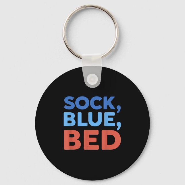 Llavero Calcetín Azul Cama Meme Divertido _1  (Anverso)
