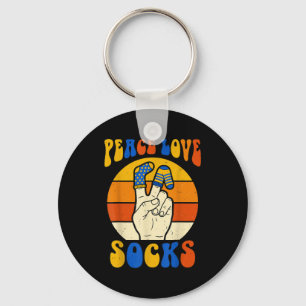 Llavero Calcetines retro paz amor trisomía 21 conciencia t