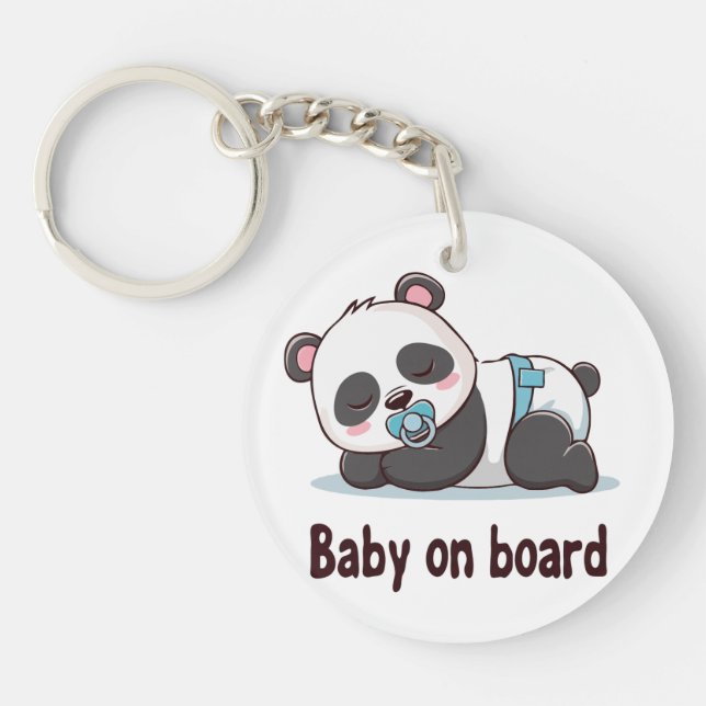 Llavero Calcomanía para coche de Panda Durmiente Adorable  (Frente)