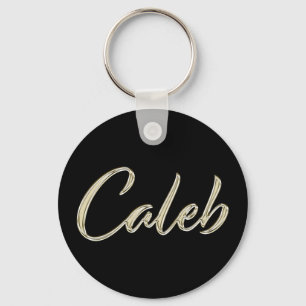 Llavero Caleb Nombre whitegold Button Schlüsselanhänger