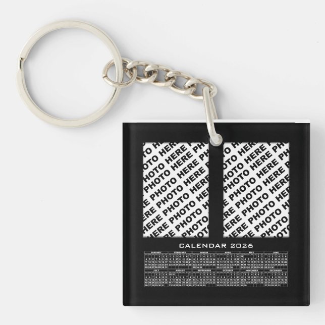 Llavero Calendario de 2026 Añadir 4 Keychain de fotos vert (Frente)