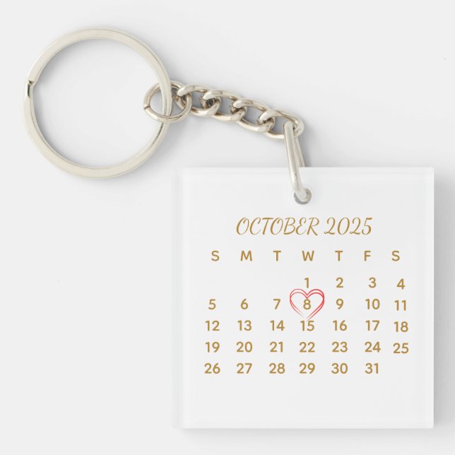Llavero Calendario de Acrílico – Fecha Personalizada Resal (Frente)