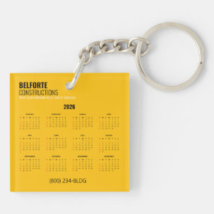 Llavero Calendario de construcción acrílico   Amarillo y g