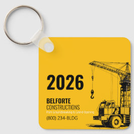 Llavero Calendario de construcción | Grúa amarilla y negra