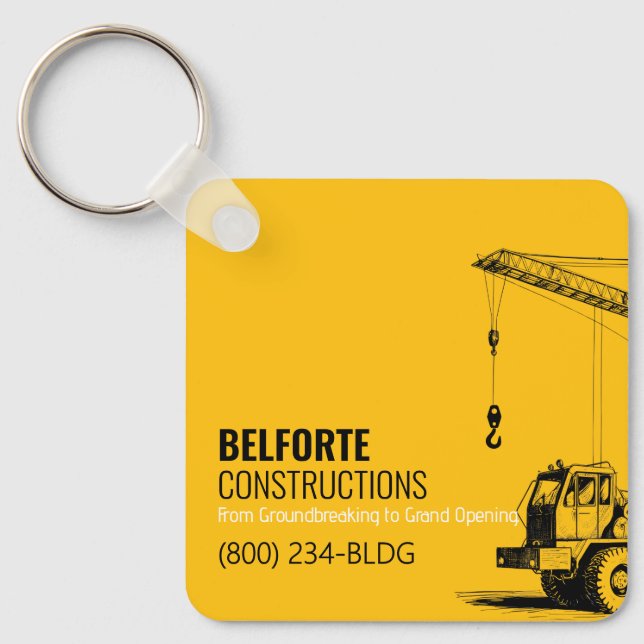 Llavero Calendario de construcción | Grúa amarilla y negra (Anverso)
