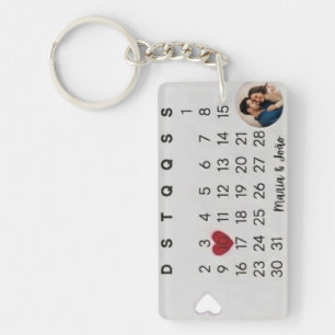 Llavero Calendario de fecha de guardado de foto personaliz