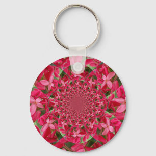 Llavero Calidoscopio de Carmesí: Arte de Flor de Algodonci
