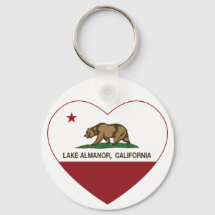 Llavero california bandera lago almanor corazón