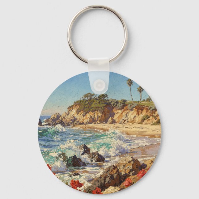 Llavero  California Beach | Impressionist Coastal Art (Anverso)