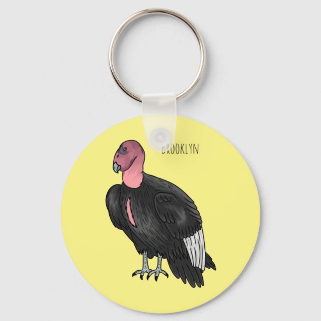 Llavero California condor bird cartoon illustration  (Anverso)