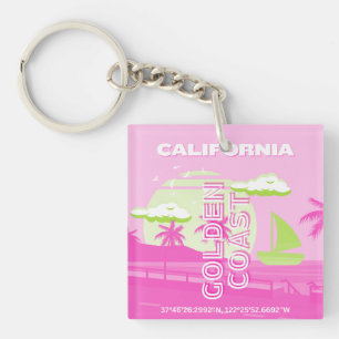 Llavero California, Los Ángeles, Travel Art, Preppy, Pink