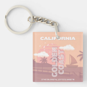 Llavero California, Travel Art, Preppy, Pastel