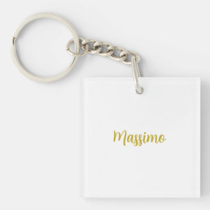 Llavero Caligrafía Elegante Dorado Blanco Llano Nombre Sim