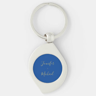 Llavero Caligrafía Personalizado de color azul dorado Edic