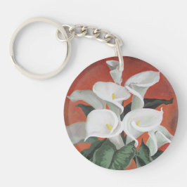 Llavero Calla Lilies En Un Fondo Rojo