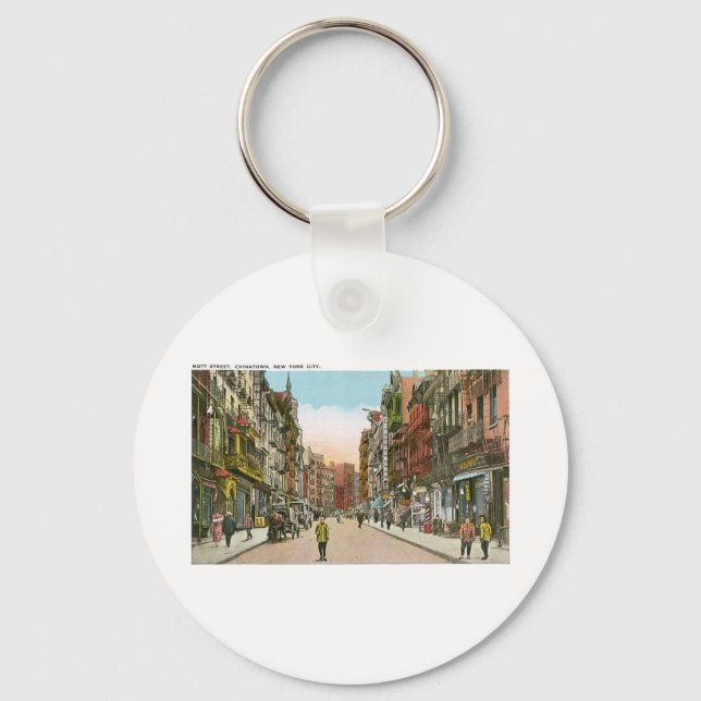 Llavero Calle Mott, CHINATOWN, Nueva York (Vintage) (Anverso)
