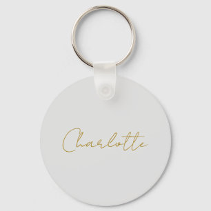 Llavero Calligraphy Gold Color Gray Personalizado Personal