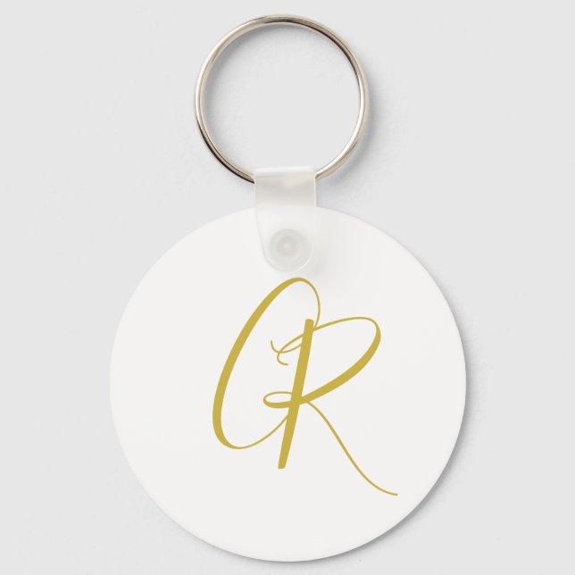 Llavero Calligraphy Gold Color Monogram Modern Minimalist  (Anverso)