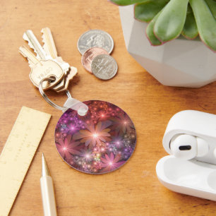 Llavero Cama De Flores Colorido Brillante Arte Fractal Abs
