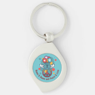 Llavero Cambiar nombre Texto Paz Amar a Boho Hippie Doves