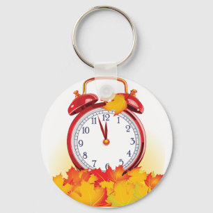 Llavero Cambio De Otoño Cae Salto Y Reloj Retro