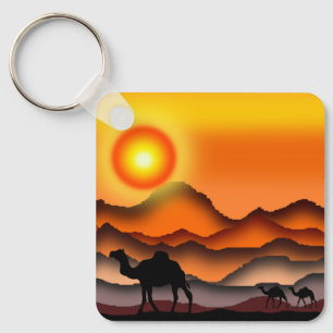 Llavero Camels Keychain Hermoso Desert Sunset