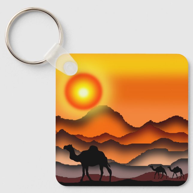 Llavero Camels Keychain Hermoso Desert Sunset (Anverso)