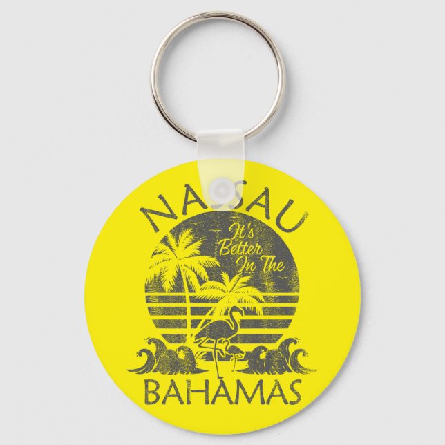 Llavero Caminata de Bahamas para vacaciones Retro Nassau (Anverso)