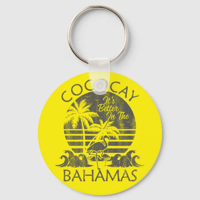 Llavero Caminata de vacaciones de CocoCay Retro Bahamas (Anverso)