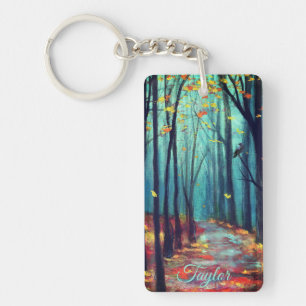 Llavero Camino de otoño Keychain acrílico de doble cara