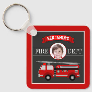 Llavero Camión de Bomberos Bombero Foto Personalizada Nomb