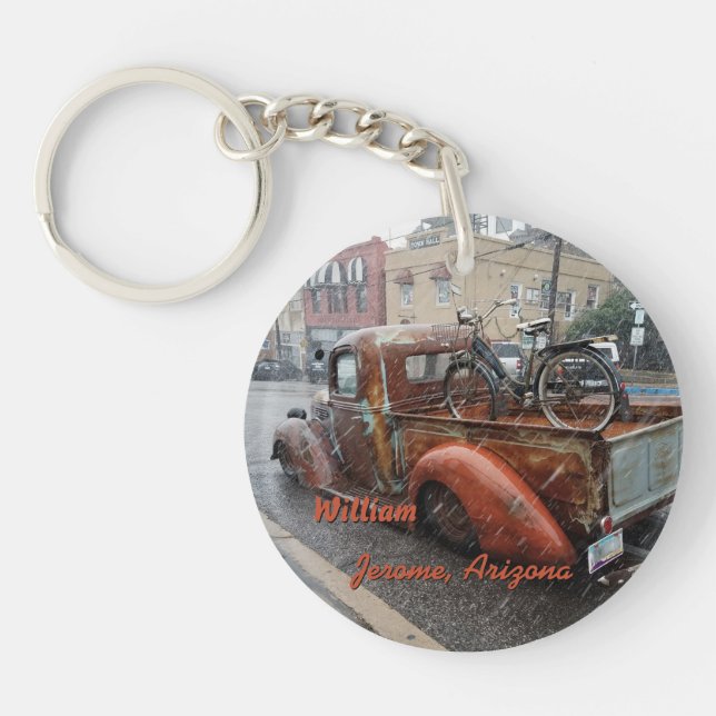 Llavero Camión vintage y bicicleta en Jerome, Arizona (Frente)