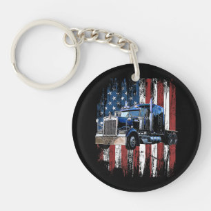 Llavero Camionero Conductor De Camión De Bandera Estadouni