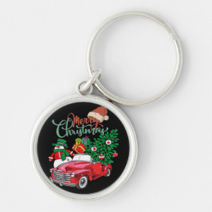 Llavero Camioneta Roja Recogida Árbol De Navidad Feliz Nav