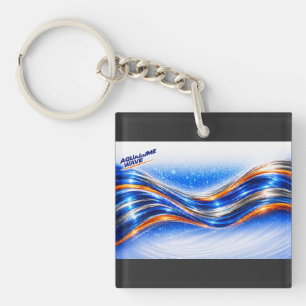 Llavero Camisa Aqualume Wave – Flujo abstracto azul naranj