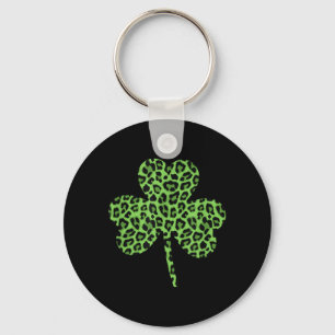 Llavero Camisa con patrón de leopardo de trébol verde lind