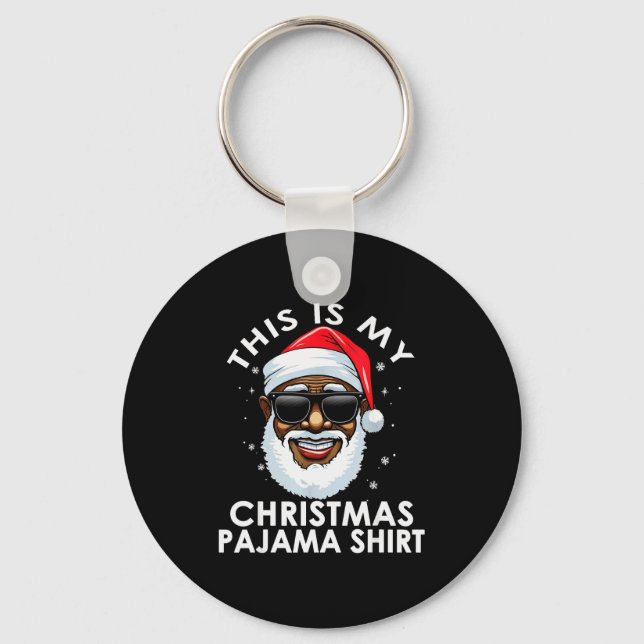 Llavero Camisa de pijama de Navidad de Papá Noel afroameri (Anverso)