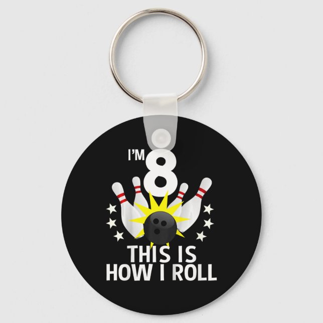 Llavero Camisas de fiesta de cumpleaños de Bowling de 8 añ (Anverso)