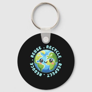 Llavero Camisas Del Día De La Tierra Reduzcan El Reciclaje