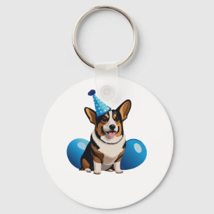 Llavero Camiseta clásica de cumpleaños Blue Corgi