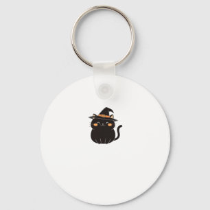 Llavero Camiseta clásica de gato negro lindo en sombrero d