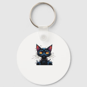 Llavero Camiseta clásica de gato negro místico bajo luna l