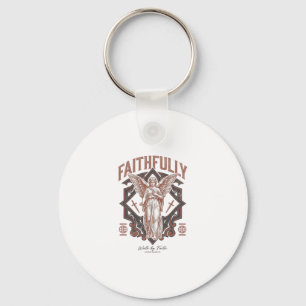 Llavero Camiseta cristiana grabado vintage ángel fielmente