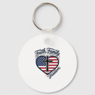 Llavero Camiseta Cruz Patriótica Libertad Familia Fe Coraz